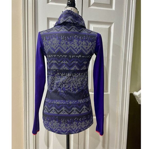 NIKE PRO DRIFIT SHIRT HYPERWARM TURTLENECK PURPLE BLACK GRID SZ M ATHLETIC CORE - Picture 5 of 11